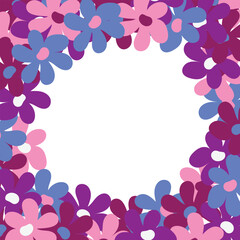 Bright beautiful frame of flowers. Decorative frame in neutral colors. Unique design for greeting cards, banners, flyers. Vector. Hand-drawn.