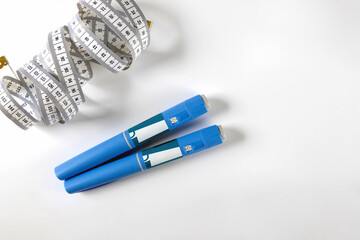 Naklejka premium Insulin injection pen or insulin cartridge pen for diabetics.