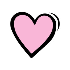 Pink doodle heart isolated on white background. Hand drawn love heart. Vector illustration for any design.