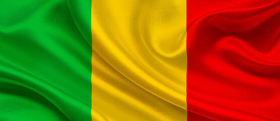 Obraz premium mali national flag textile fabric waving