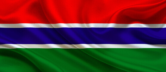 Gambia national flag textile fabric waving