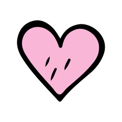 Pink sketch heart isolated on white background. Hand drawn love heart. Vector illustration for any design. - 707931850