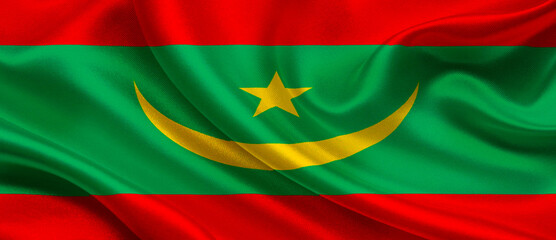 Mauritania national flag textile fabric waving
