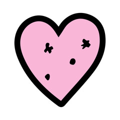 Pink sketch heart isolated on white background. Hand drawn love heart. Vector illustration for any design. - 707932242