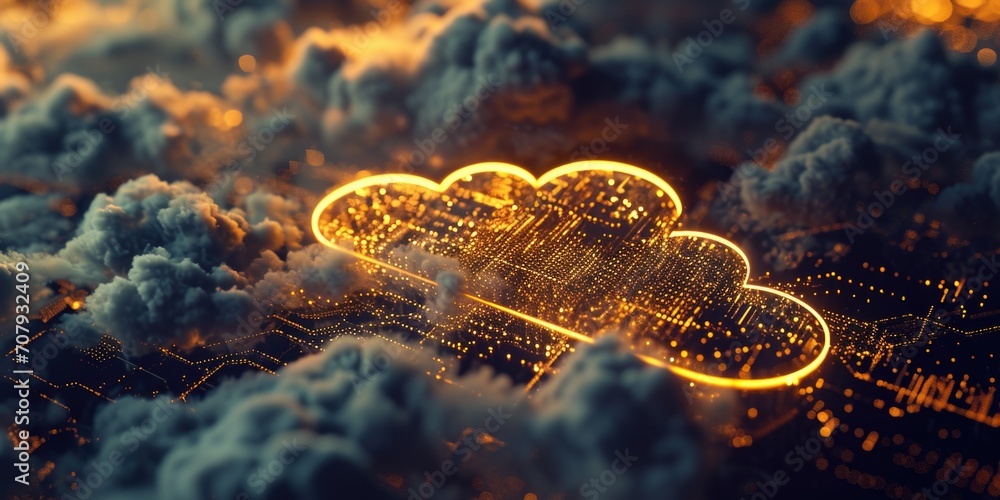 Poster A cloud with a mesmerizing display of glowing lights. Perfect for adding an ethereal touch to any project