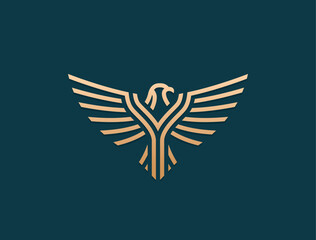 Flying eagle logo design. Vector illustration. Stylized bird logotype. - 707932447