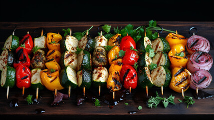 Vegetable kebab from different types of grilled vegetables