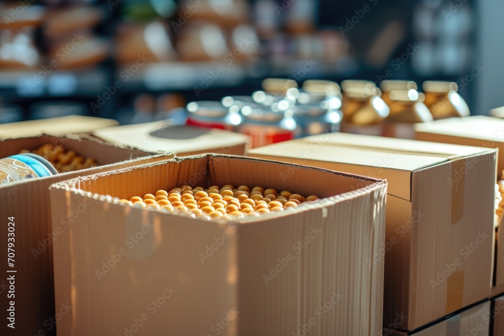 Aufkleber a bunch of boxes sitting on a table. suitable for various uses