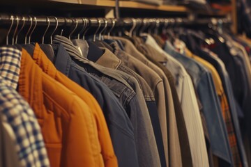 Shirts hanging on a rack, suitable for retail or clothing store visuals