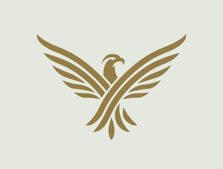 Flying eagle logo design. Vector illustration. Stylized bird logotype. - obrazy, fototapety, plakaty