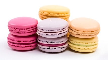 Obraz na płótnie Canvas Cake macaron or macaroon isolated on white background, sweet and colorful cookies 