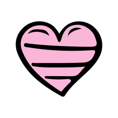 Pink sketch heart isolated on white background. Hand drawn love heart. Vector illustration for any design. - 707933872
