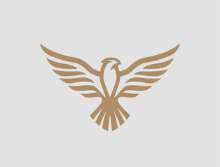 Fototapeta premium Flying eagle logo design. Vector illustration. Stylized bird logotype.