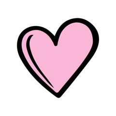 Pink doodle heart isolated on white background. Hand drawn love heart. Vector illustration for any design.