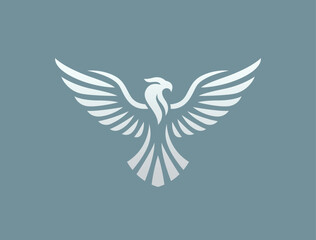 Flying eagle logo design. Vector illustration. Stylized bird logotype.
