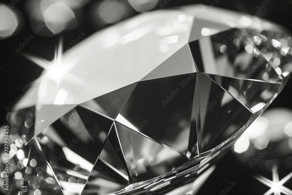 Poster a close up view of a diamond resting on a table. suitable for jewelry advertisements or articles abo