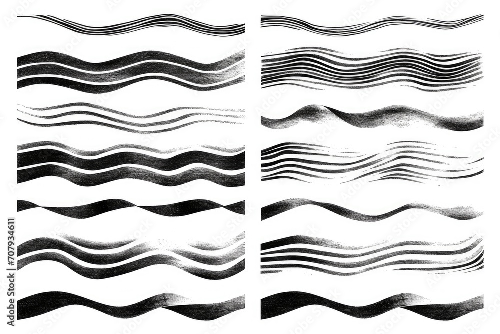 Poster a collection of four black and white waves. can be used for various design projects