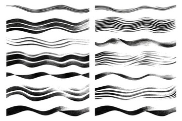 A collection of four black and white waves. Can be used for various design projects