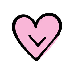 Pink doodle heart isolated on white background. Hand drawn love heart. Vector illustration for any design. - 707934627