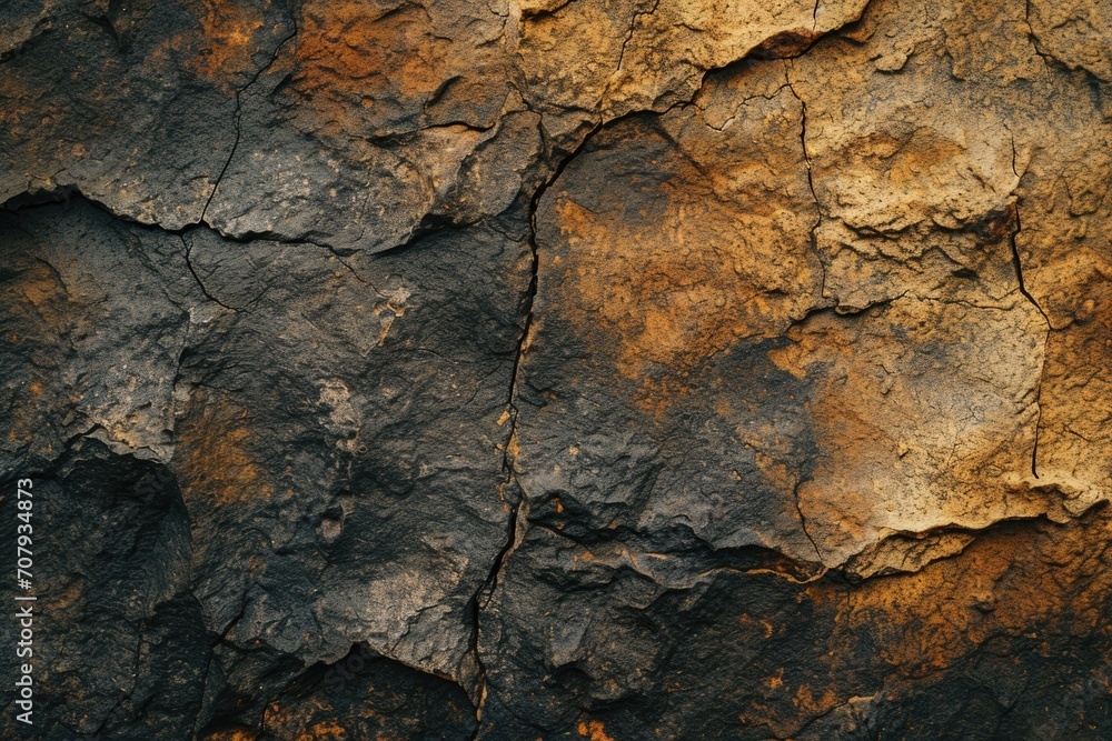 Poster close up of a rock wall with visible cracks. can be used for concepts related to nature, geology, te