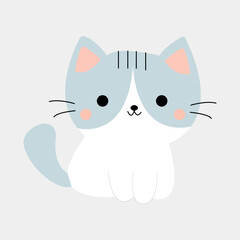Sitting cute vector cats. flat