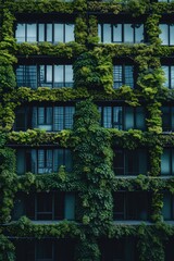 A tall building adorned with an abundance of lush green plants. Perfect for adding a touch of nature to any urban setting
