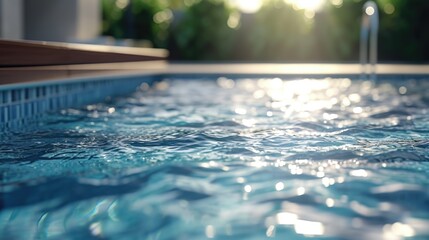 A swimming pool with the sun shining through the water. Perfect for summer themes and relaxation concepts