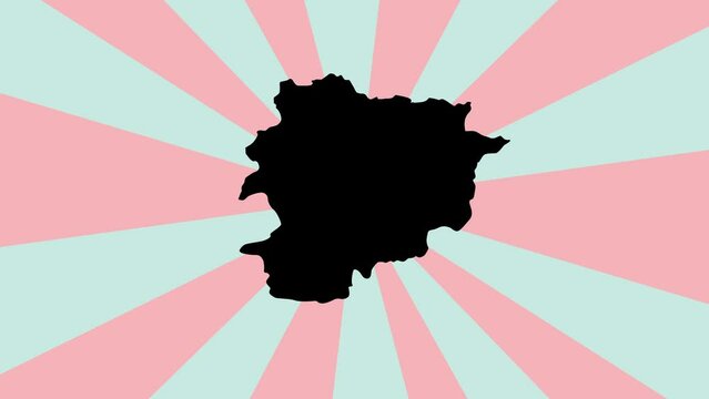 Andorra country map animation with a rotating background