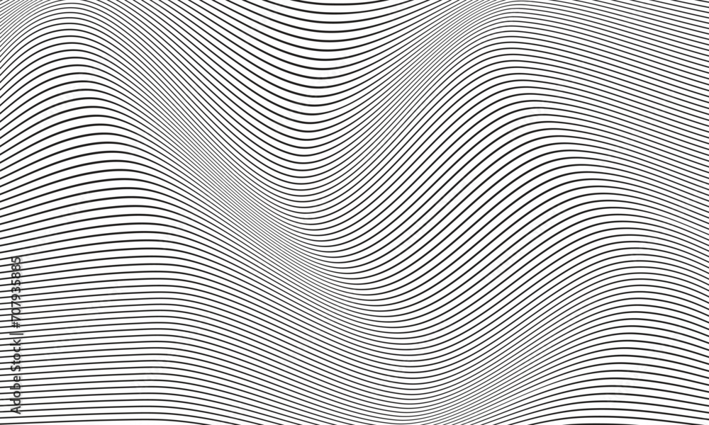 Poster abstract horizontal black blend wave line pattern.