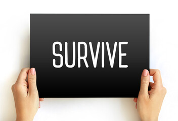 Survive text on card, concept background