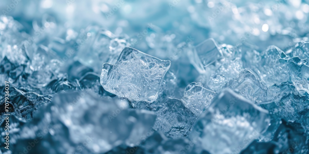 Poster A bunch of ice cubes sitting on top of each other. Perfect for cooling beverages or creating a refreshing atmosphere