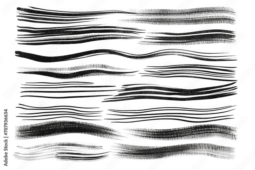 Poster a collection of black and white brush strokes on a white background. suitable for various artistic p