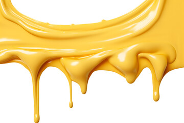 Melting cheese runs from top to bottom isolated on transparent background