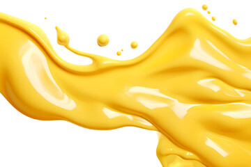 Melted cheese or yellow cream on white background