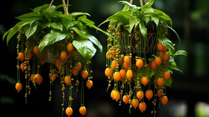 The image of a kumquat tree with many beautiful fruits on Vietnamese 