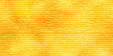Sunny yellow microfiber cloth in a seamless pattern. Top view of a fluffy towel or rag for wiping dust. Vector illustration with fabric texture