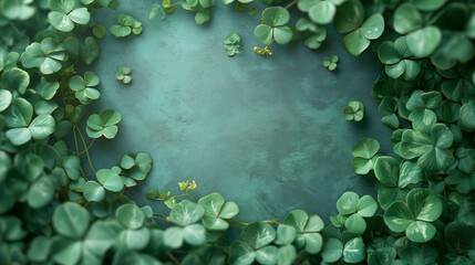 Saint Patrick's Day Holiday Card, Greetings Card, Clover background. Ai Generated 