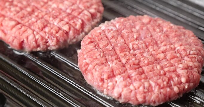 Cooking beef patty for burger
