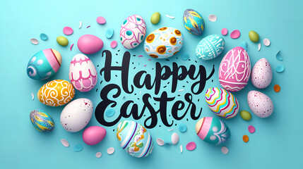 Happy Easter, Holiday Card, Greetings Card, Colorful background. Ai Generated 