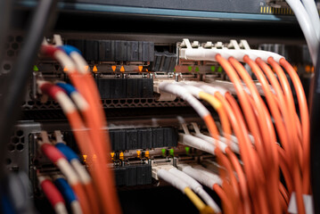 Optical connections to the traffic router in the data center. Fiber-optic connection to the...