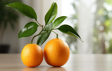 Ripe and juicy oranges. Healthy food. AI generated