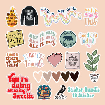 StickerDesign Bundle, Sticker Bundle, Affirmation Sticker, Waterproof Sticker, Colorful Sticker