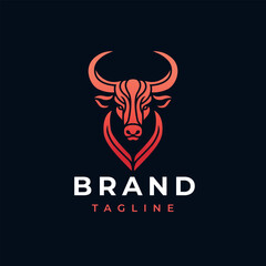 Bull head logo design. Creative bull horns symbol. Vector illustration. 