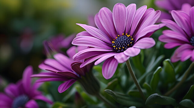 Vibrant Purple Daisy Flowers in Full Bloom