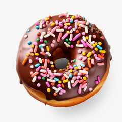 Obraz na płótnie Canvas top view photography of a donut isolated on a transparent background created with Generative Ai