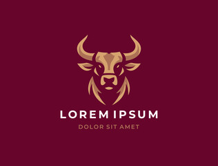 Bull head logo design. Creative bull horns symbol. Vector illustration. 