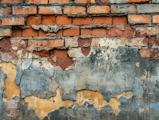 Wall murals Old dirty textured wall Vintage Architecture: Close-up of Historic Brick Building in the City
