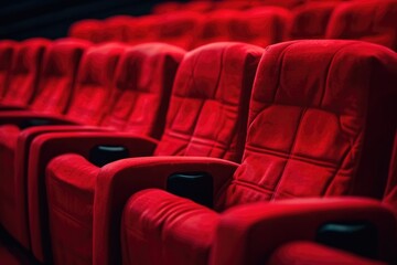 Vibrant Rows of Red Theater Seating in Cinema Hall