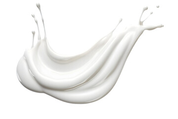 White milk or cream wave splash with splatters and drops isolated on transparent background