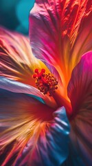 A captivating macro close-up, revealing the vibrant hues and intricate details of a mesmerizing flower